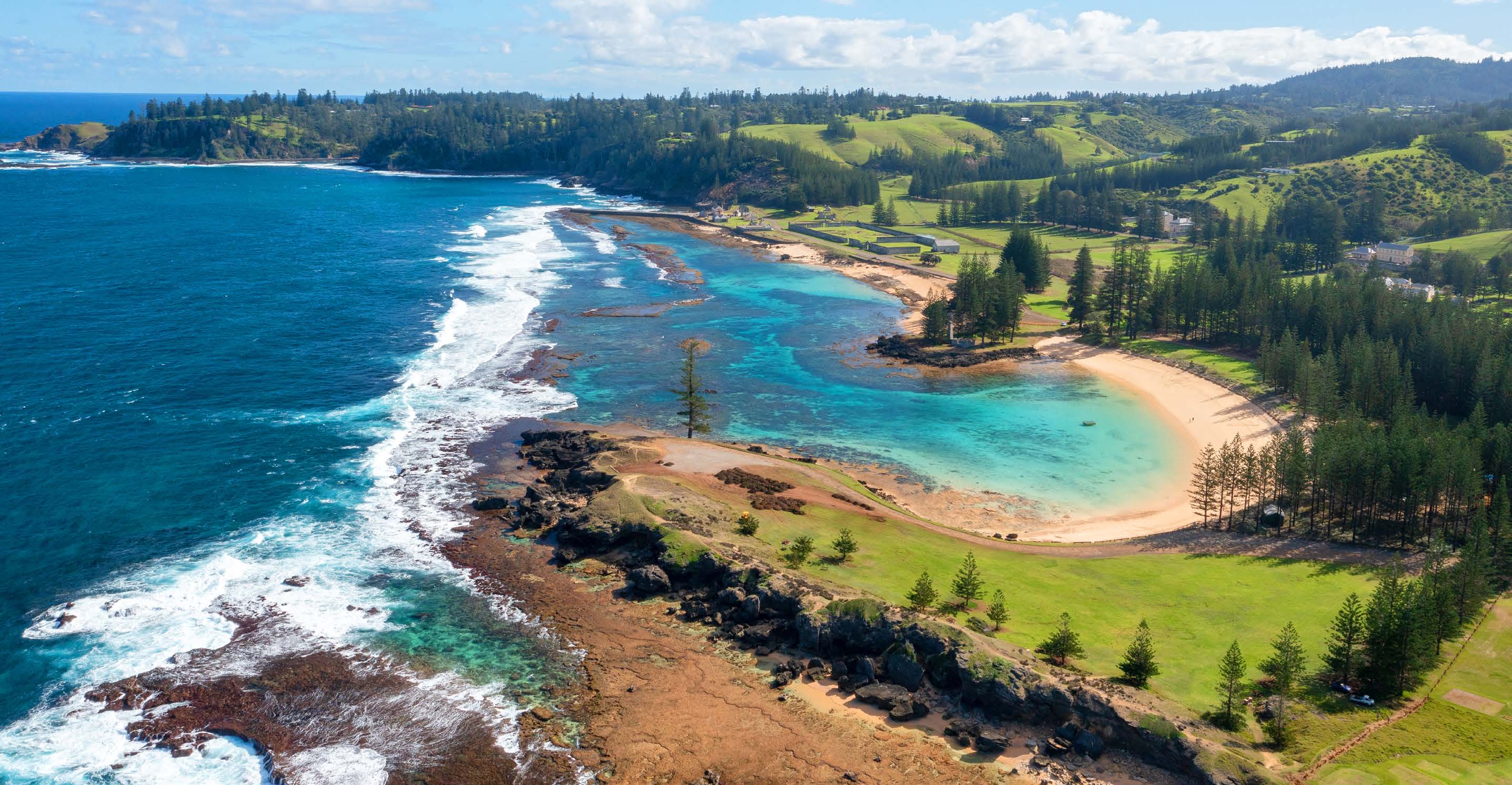 Aerial view of Norfolk Island coastline